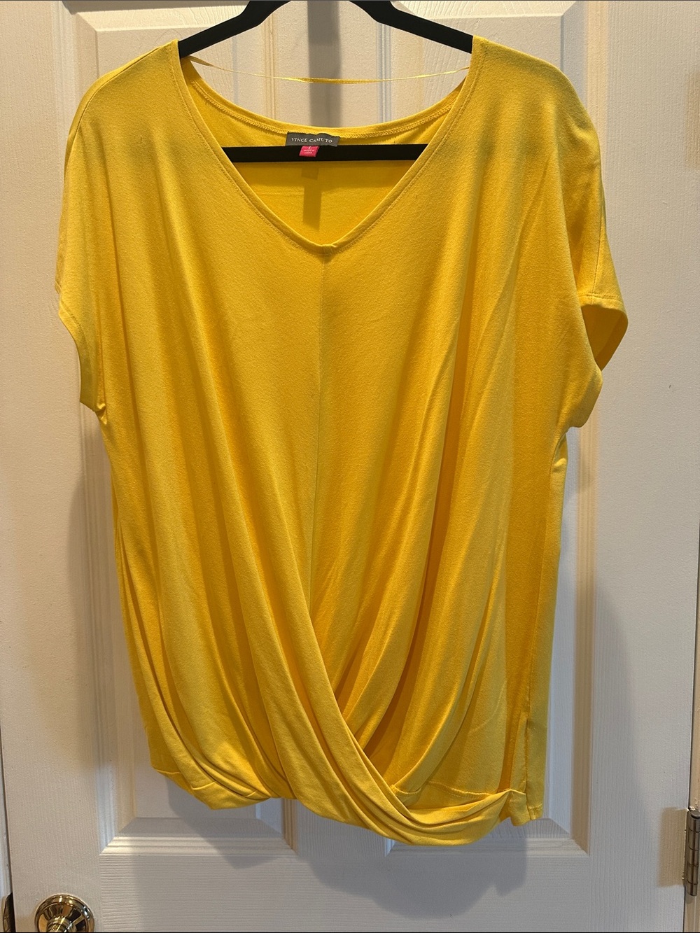 Vince Camuto Bright Yellow V-Neck Twist Front Blouse